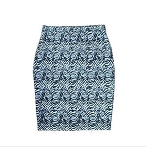Shinestar Zebra Print Black and White Pencil Skirt Knee-Length